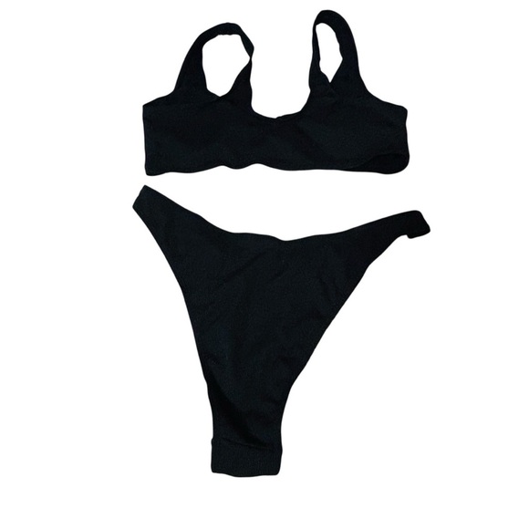 Black Two Piece Bikini Swimsuit with Ring Detail - Beach, Pool Party - Picture 6 of 7